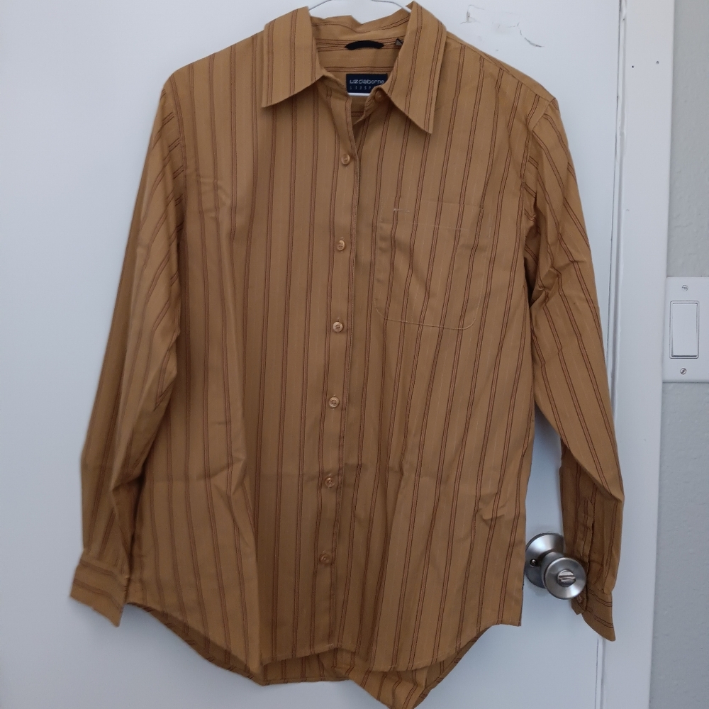 Vintage Light brown striped button-up shirt